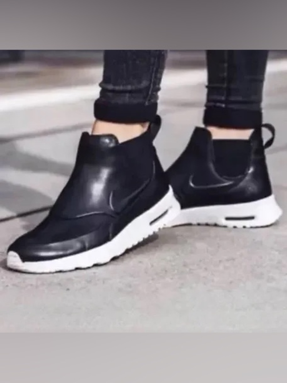 Nike Air Max Thea Mid boots Leather Black/White Slip-On Sneakers Reflect Sz 8.5 - Picture 9 of 9